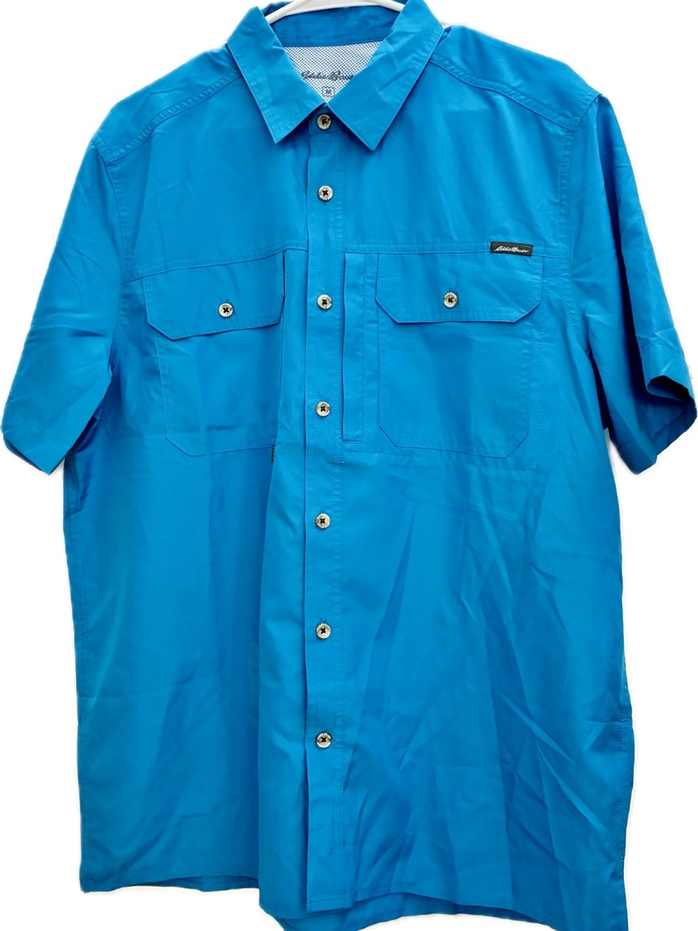 Eddie Bauer Men's Short-Sleeve Button-Down Shirt - Turquoise Blue